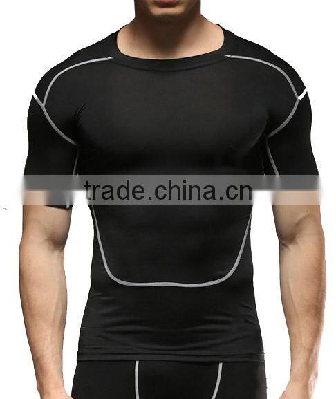 2017 New Mens short sleeve custom running compression shirts