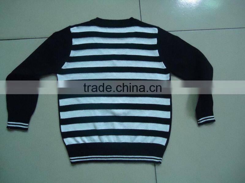 v-neck pure cotton knitting back stripe boys argyle sweater