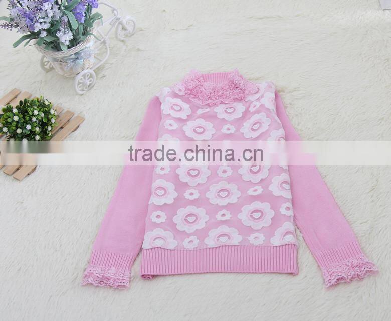 pink latest design high neck youth knitting children clothes 2016