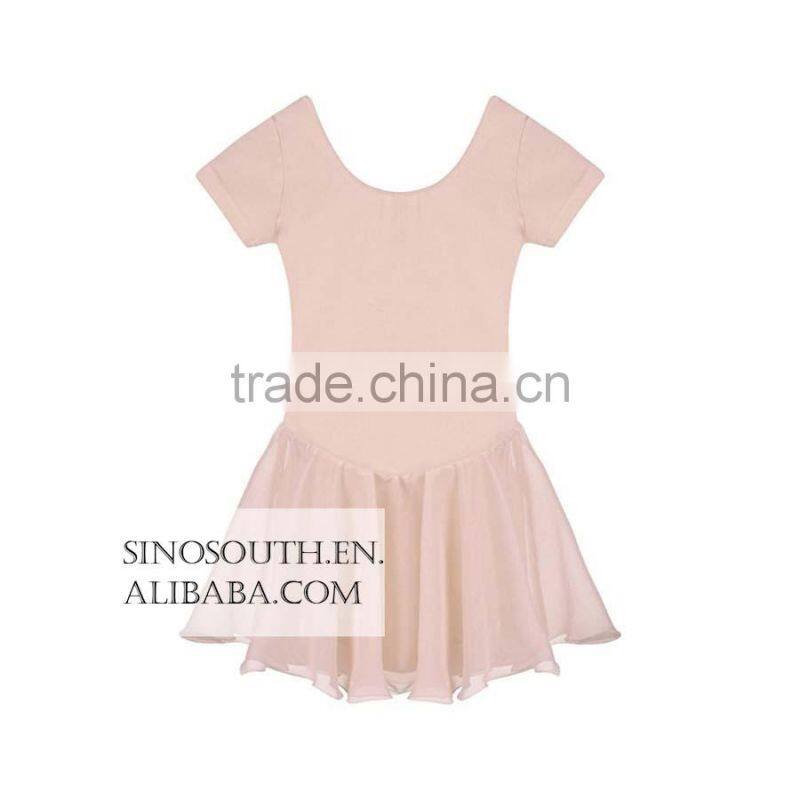 2017 New arrival Solid Color Short Sleeve girls leotard dance leotards Dress