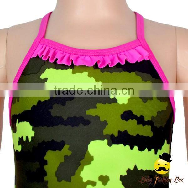 YZA-001 Yihong Fancy Baby Swimsuit Printed Pattern Ruffle One Piece Toddle Girls Swimsuit Beachwear Designs