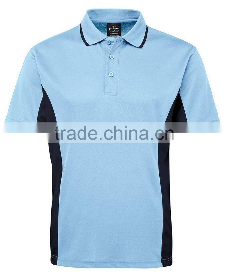 China supplier 100%polyester contrast colors sports gym wear athletic dry fit quick-dring mens running polo shirts