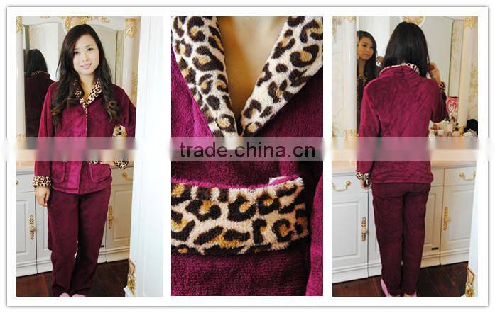 women's leopard collar plush pyjama