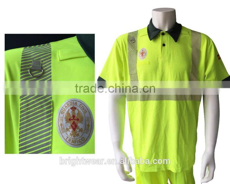 Relfective chest emblem reflective logo be heated on polo shirt for Spain market