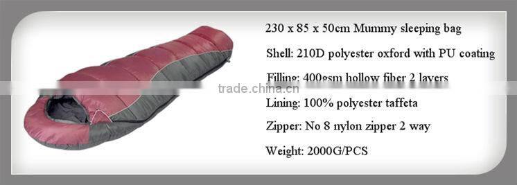 Mummy sleeping bag 230x80x50cm