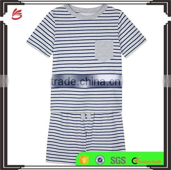2017 wholesale kids latest design summer sleepwear cotton casual sleeping suit pajamas children stripe cotton pyjamas 1-6 years