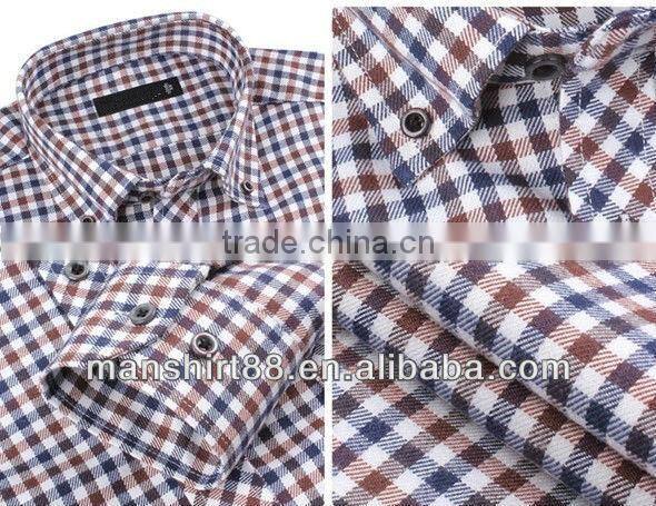 2016 Elegant fancy style 100%Cotton Single velvet Checked thickening Shirt for men
