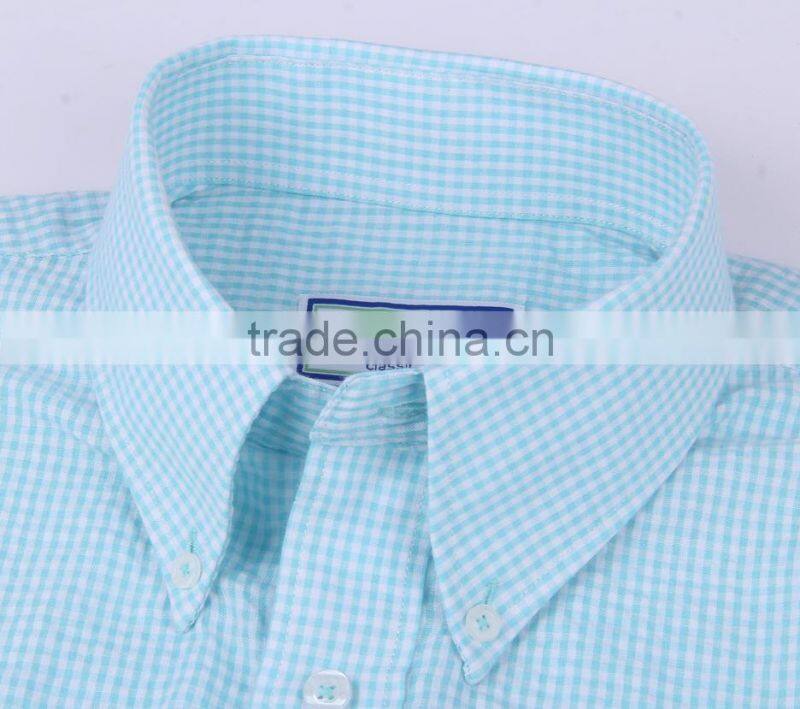 2017 latest design seersucker men's short sleeve shirt