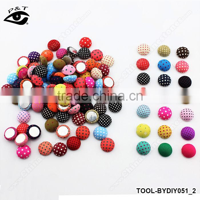 500pcs 15MM Semicircle Polka-dot Printing Covered Buttons Flatback Fabric Button Accessories for Craft