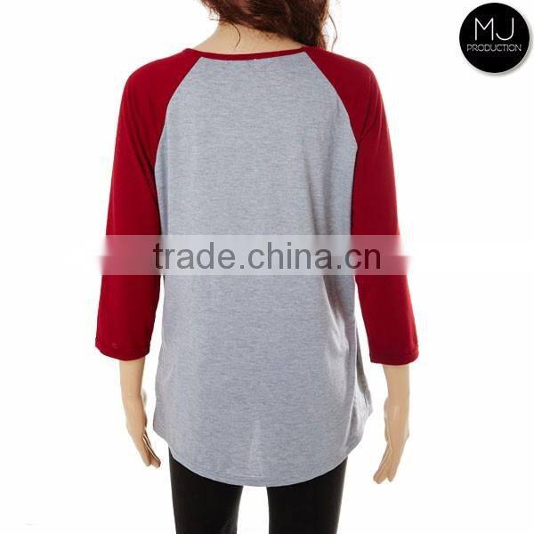 Wholesale 3/4 sleeve unisex raglan shirts