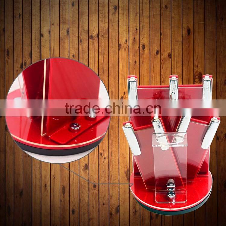 New Arrival Hot Sale Useful Red Acrylic Kitchen Ceramic Knife Holder Kitchen Knife Stand Block For 3 4 5 6 Knives And Peeler