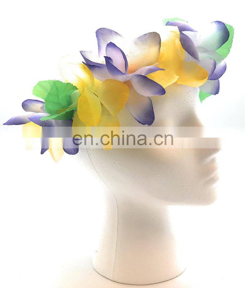 Rose flower lei garland rose headband silk headband lei headband kauai headband