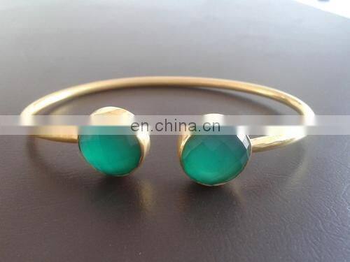 Natural Gemstone Bezel Set Four Stone Bangle/Hot sale women fashion bangle