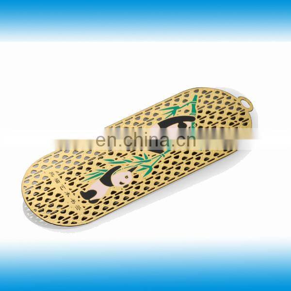 custom made apple shape etched debossed metal bookmark