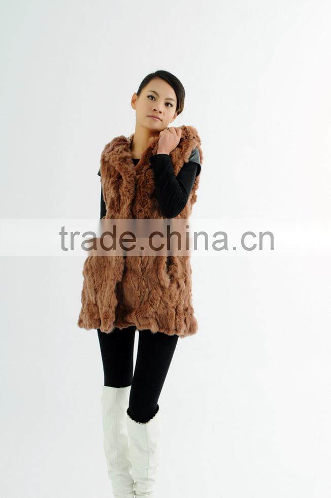 Brown Long New Style Rabbit Fur Winter Women Coat