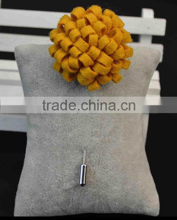Handmade Men's Flower Lapel Pin 1.3" Wool Felt Boutonniere Stick Pin ML14