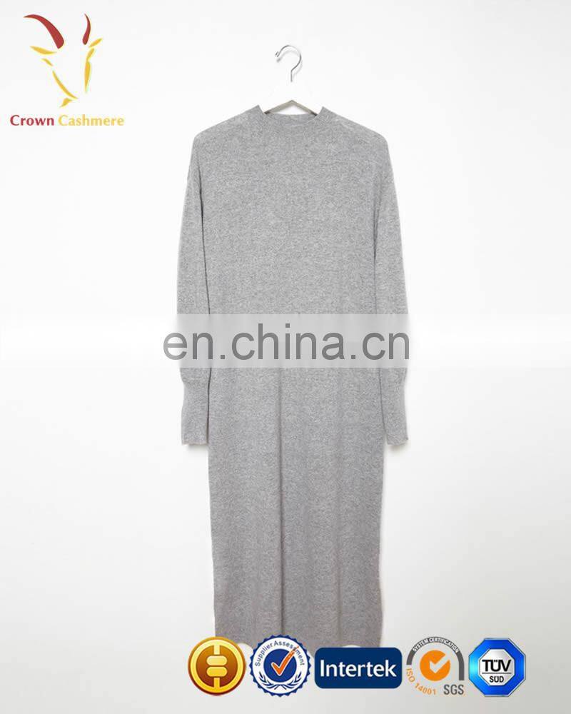 Latest Knitting Design Long Style Lady Fitted Winter Cashmere Dress