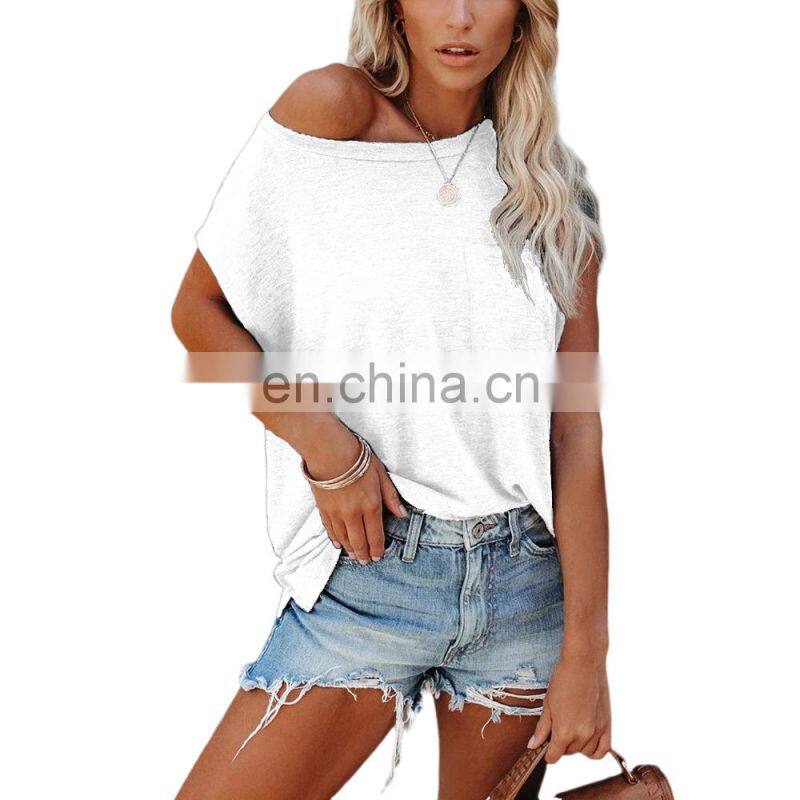 Manufacturers wholesale custom women's tops sports and leisure solid color round neck raglan short sleeve t-shirt