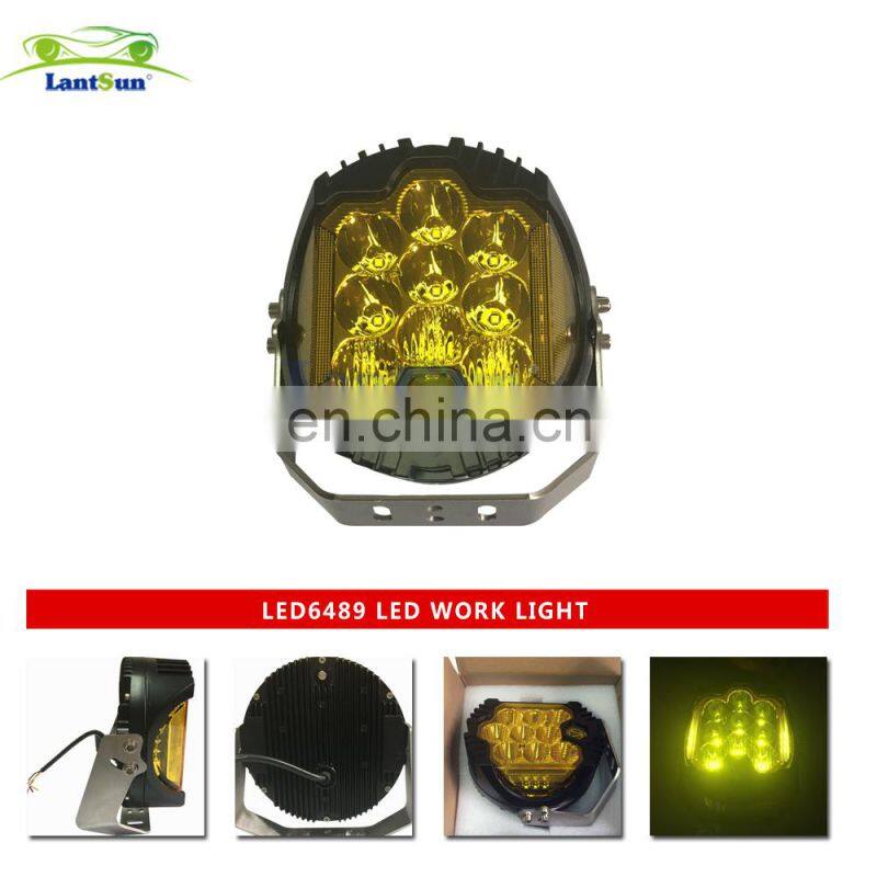 LED6489 7 inch LED Wrok Light WITH YELLOW LENS Aluminum Alloy driving lights yellow light 90w LANTSUN