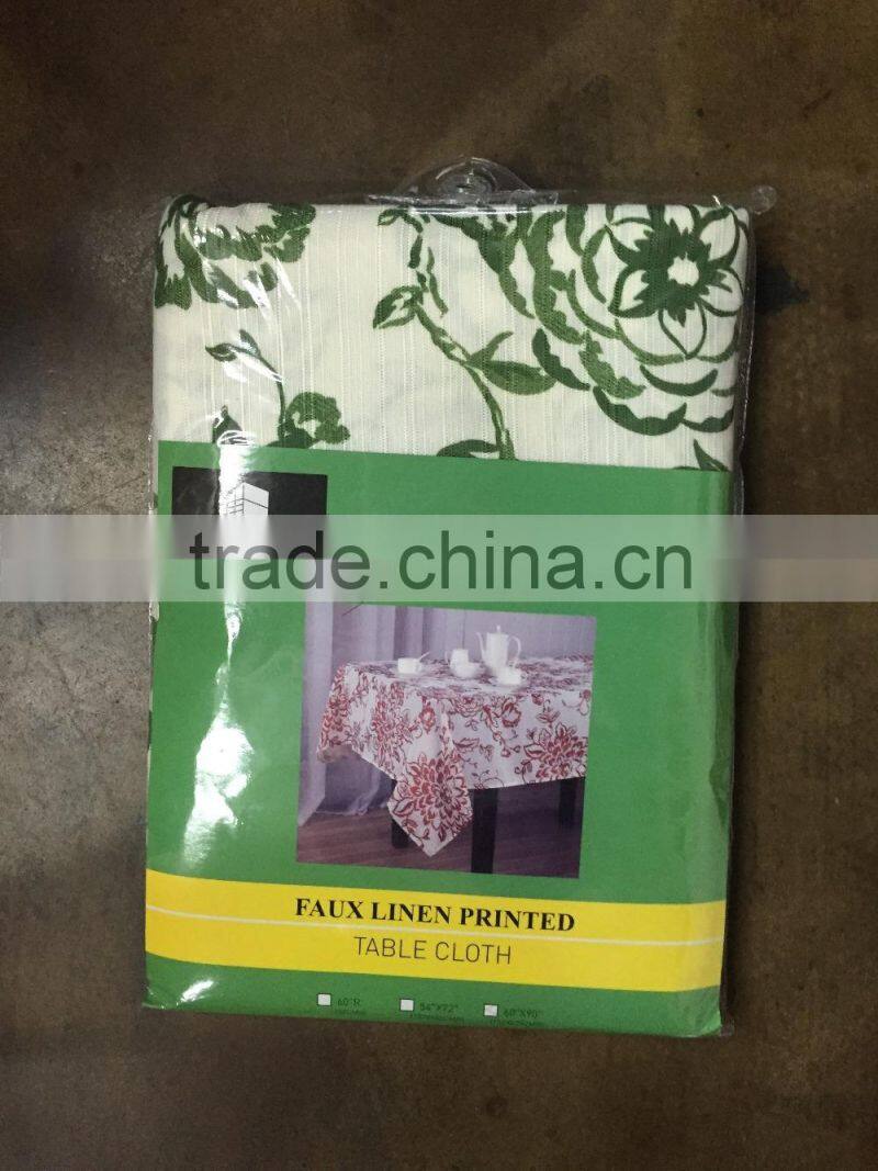 1 PC POLYESTER PRINTED FAUX LINEN FABRIC TABLE CLOTH