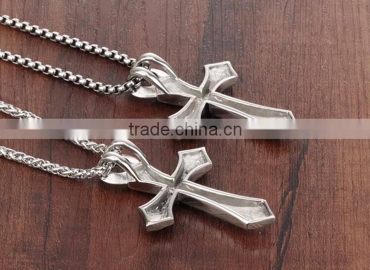 Titanium Sterling Steel Man Necklace Cross Charm Pendants Include 316L Stainless Steel Chains Paypal Accept