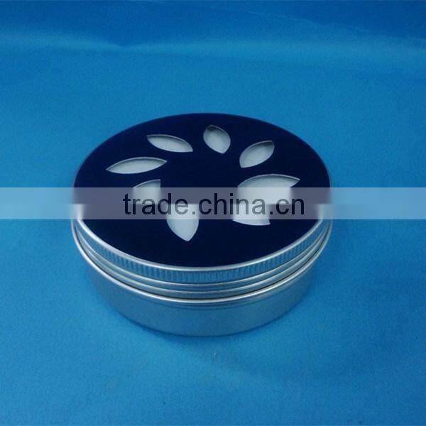 snap-on cap aluminum jar with cutout aluminum cap