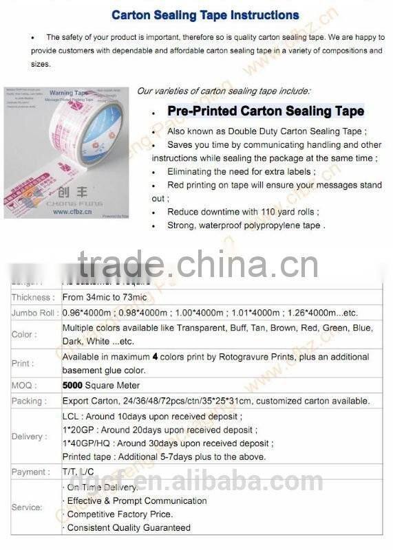 BOPP Material and Single Sided Adhesive Side cheap printed packing tape