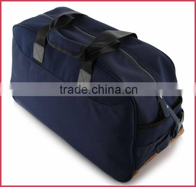 fashion cotton fabric travel duffle bag nubuck leather MOQ 500 pieces from Bag factory China