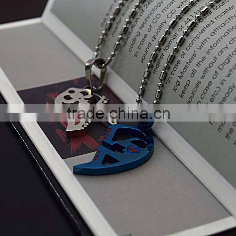 Stainless steel jewelry 520 broken heart pendant couple half heart pendants