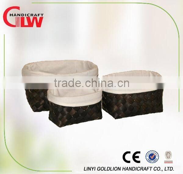 Set of 3 traditional hand woven basket with liner