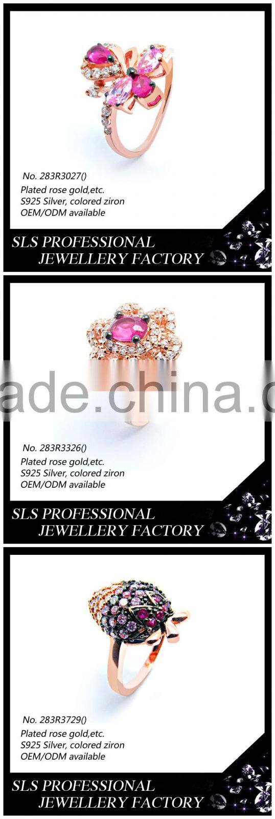 Shengleishi jewelry wholesale 925 silver material rose gold plated micro zirconia ring