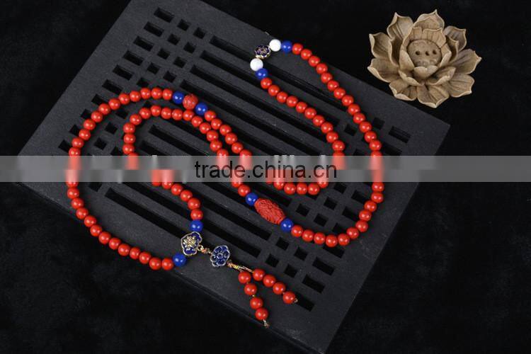 6mm 108 beads bracelets cinnabar red bracelet mala necklace