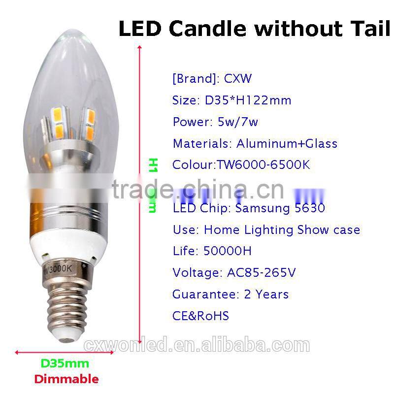 7W LED Candle Light, 45W Replacement Candle LED Light, E14 LED Light Candle