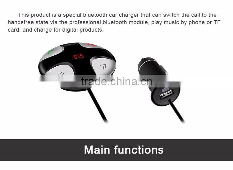 Free sample Wholesale Bluetooth FM transmitter Bluetooth Car Kit with hands-free and usb Car charger