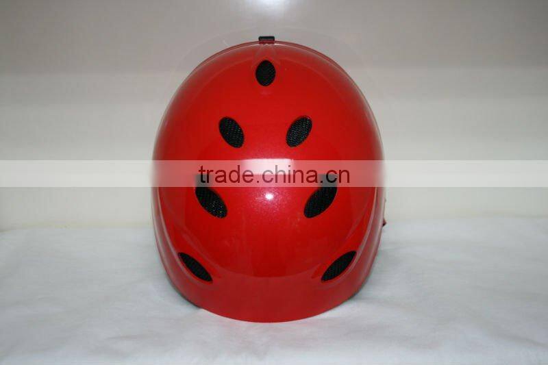 skiing helmet with nylon strap and removable ear protectors