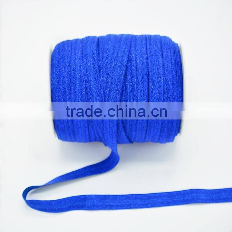 Shiny frosted elastic hair tie 5/8''Fold Over Elastic cheap wide headbands FOE