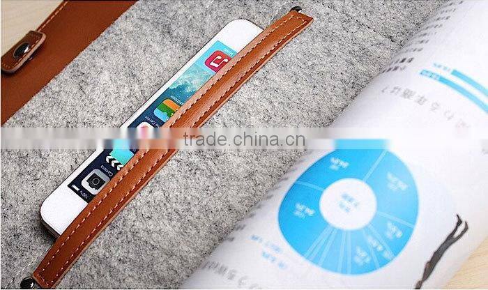 wool felt bag for microsoft surface pro 3 made of grey wool felt and leather