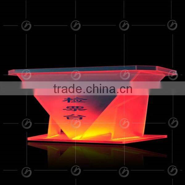 YZ-0076 clear acrylic podium night bar table with LED light, night bar DJ facade