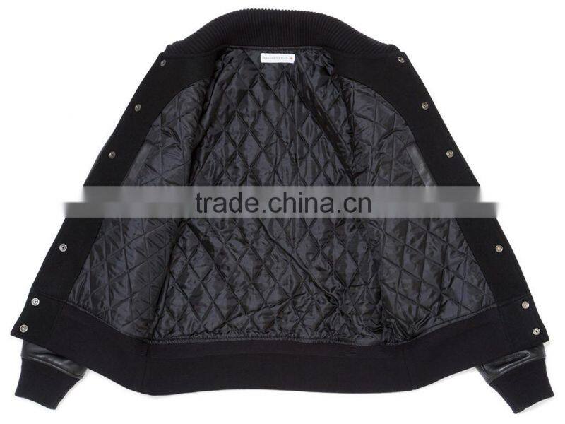 high quality varsity jacket with leather sleeve