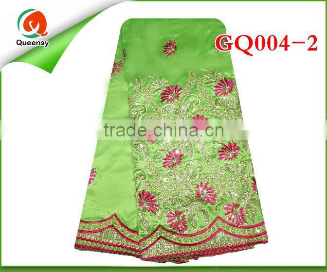 Hot sale african george fabric, new african raw silk george lace embroidery fabric for nigeria wedding dress GQ002-1