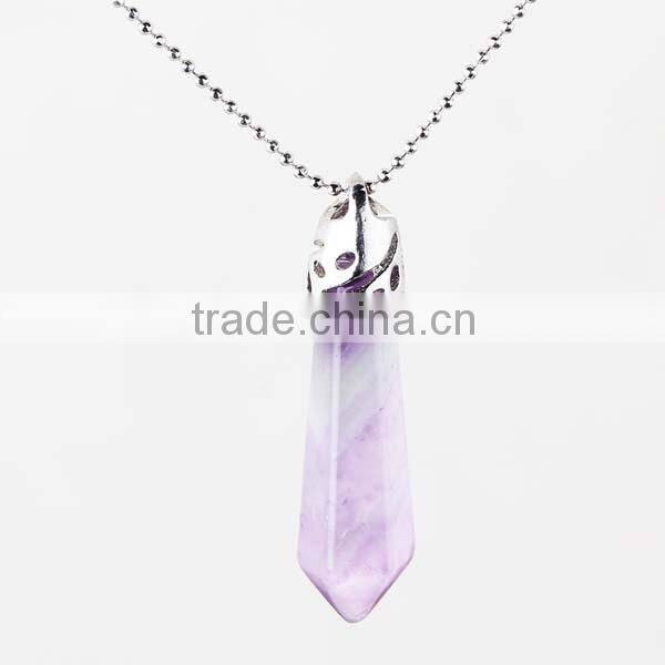 New Trendy Cool Bullet Shaped Natural Quartz Gemstone Necklace
