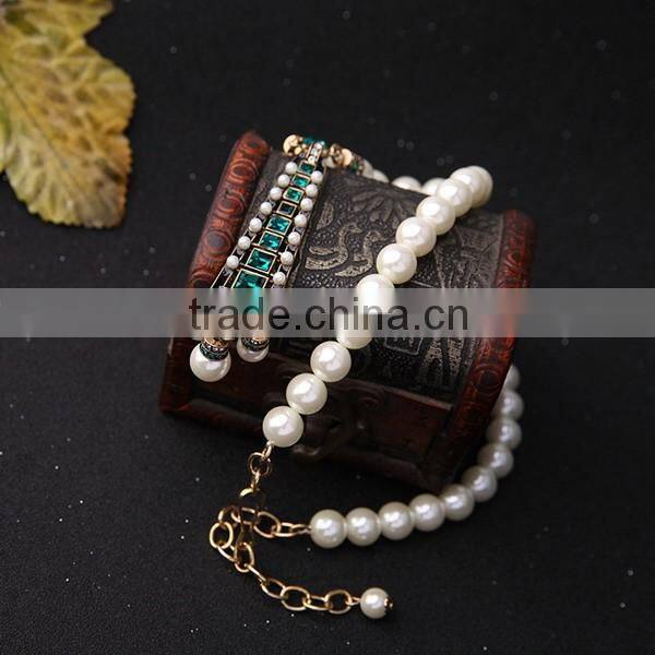 Personalized Sapphire Charm Pearl Chain Necklaces