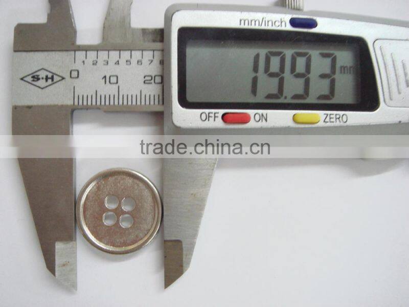 20mm metal plating covere four hole shinny silver button