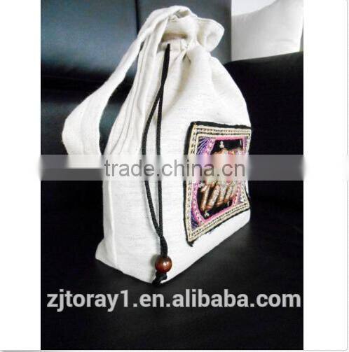 small hemp drawstring bag wholesale embroidered handmade