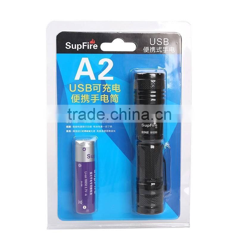 USB torch A2 rechargeable flashlight with zoom