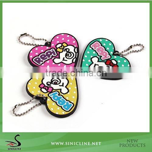 Sinicline Heart Shape Rubber Label for Garment with Ball Chain