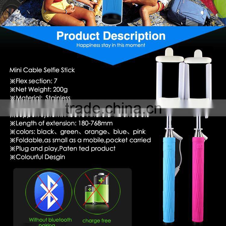 Silicon Selphie Stick, Selfie Stick with Aux Cable, Foldable Mini Monopod for Gionee Elife E7