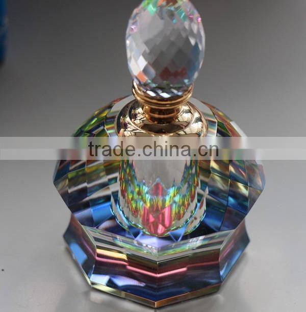 Empty Colorful Blue Crystal Perfume Bottle