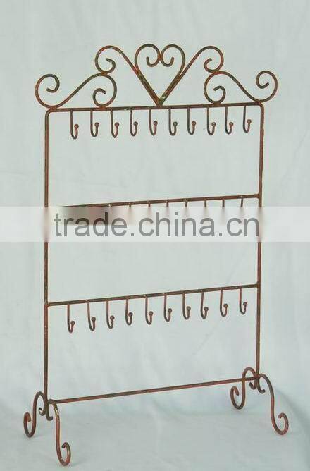 Antique decorative metal jewelry display stand