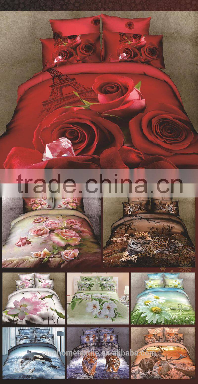 100% cotton reactive printed wholesale 3D bedding set